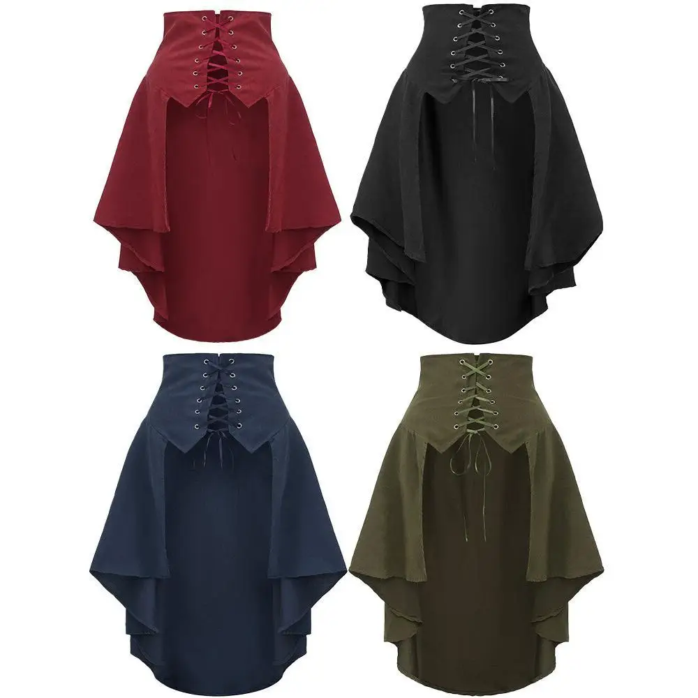 Pleated Skirt Women - Dames punk tailcoat renaissance piratenkostuum gewikkelde