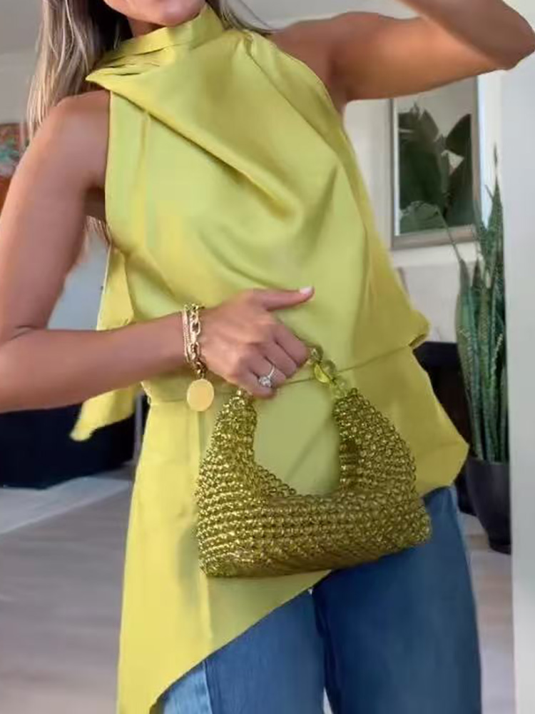 Women'S Fashion Trends Spring 2026 - Halter Lace-Up Fashion Chic Blouse, Dames