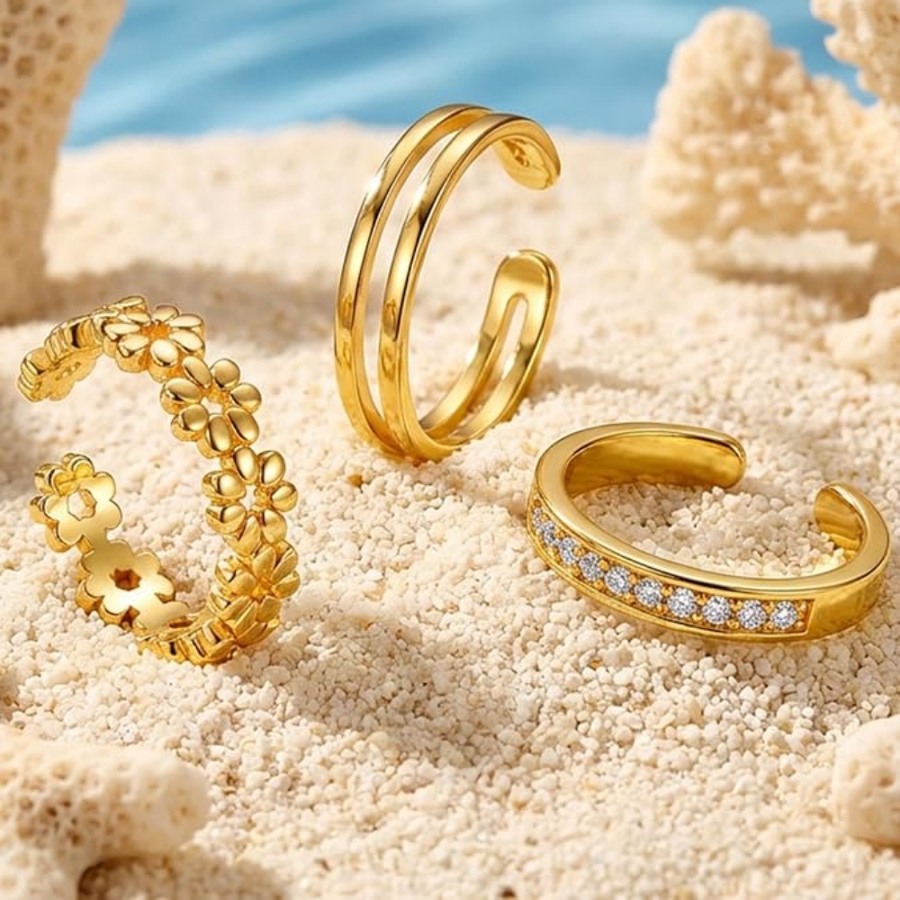 3-delige gouden open verstelba - Women'S Fashion Rings Gold recensie en prijs