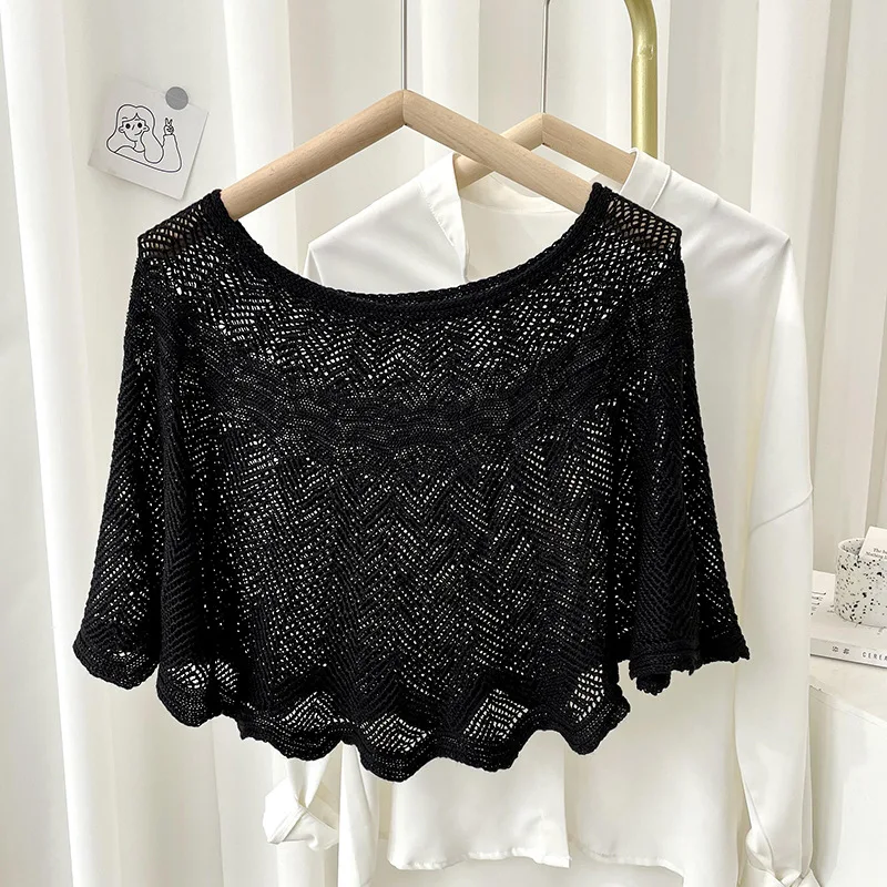 Effen Kleur Hollow Out Poncho  - Women'S Fashion Poncho recensie en prijs